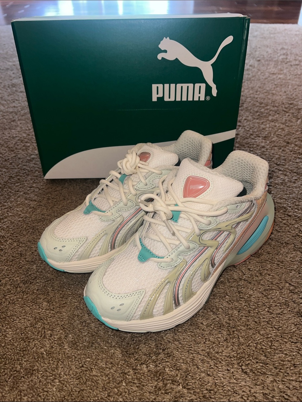 Puma Women’s Inverse Heat Sneakers with Mint & Pastel Pink Accents